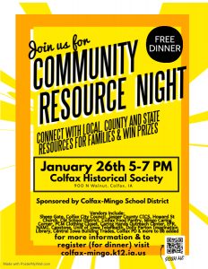 Community Resource Night flyer